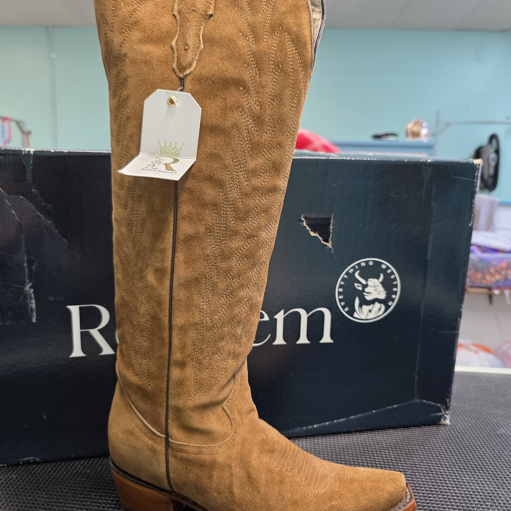 Rios of Mercedes Tan Suede Heeled Boots